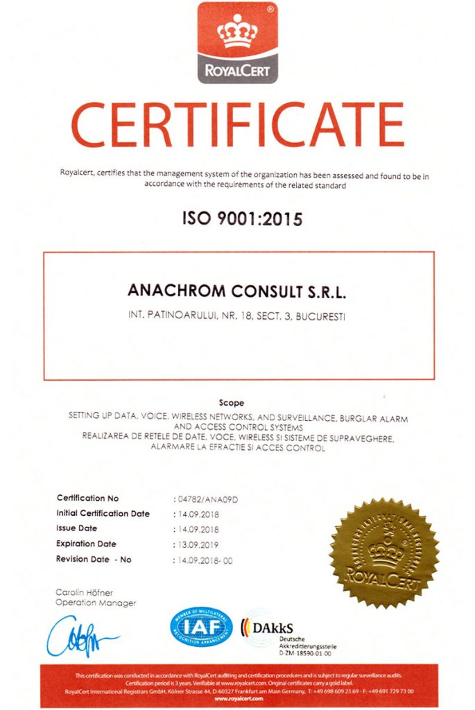 Certificare ISO:9001 - NG-Network powerd by Anachrom Consult