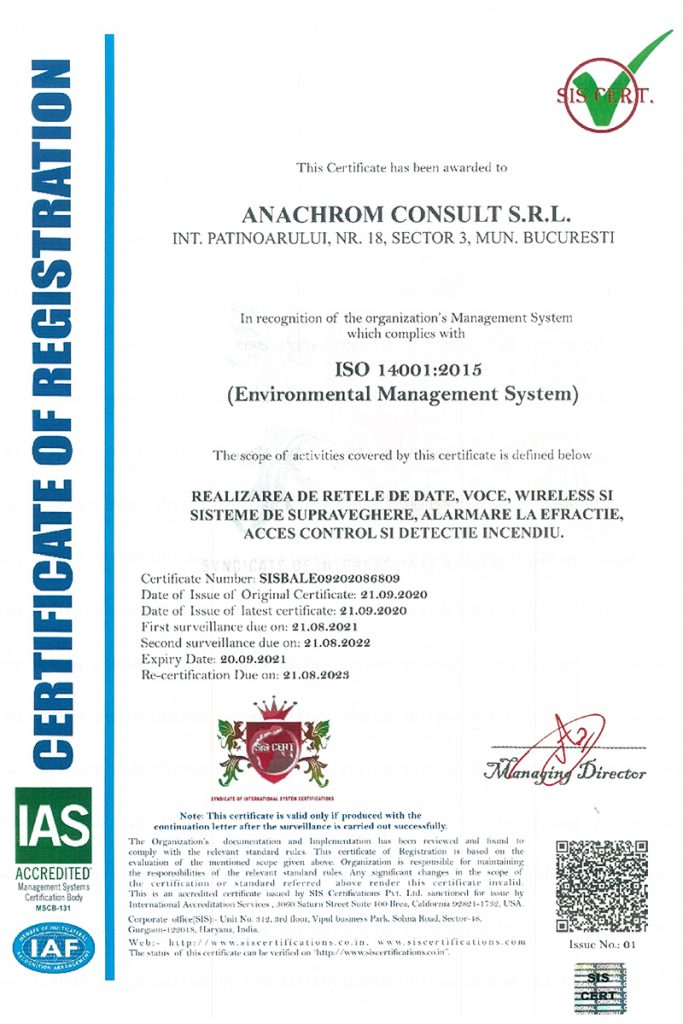 Certificare ISO:14001 - NG-Network powerd by Anachrom Consult